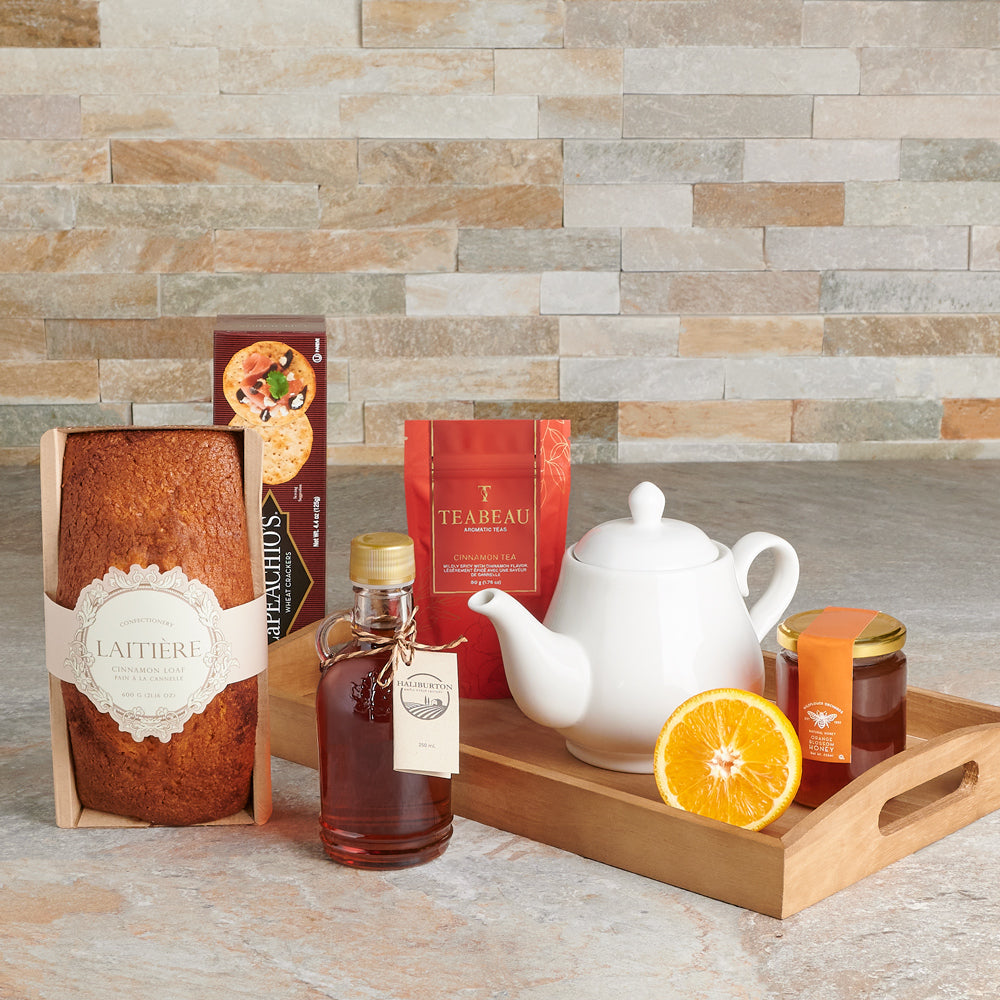 Sweet Mornings Bed Tray, gourmet gift, gourmet, tea gift, tea, maple syrup gift, maple syrup, maple gift, maple