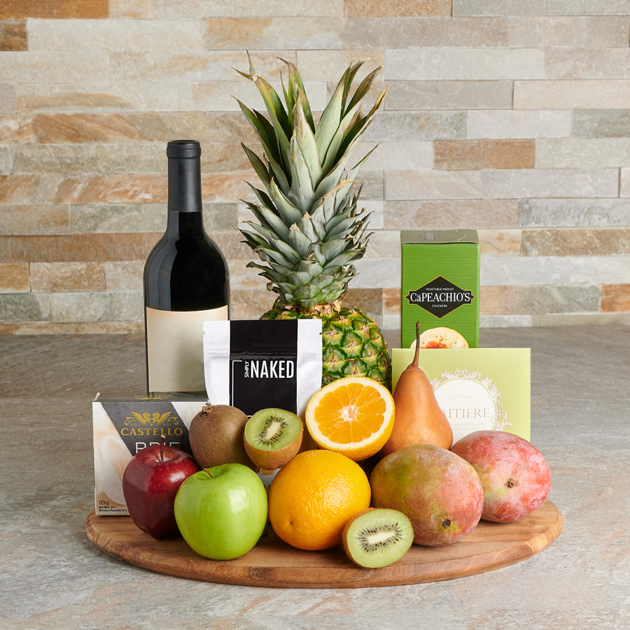 Wine & Snacking Board, wine gift, wine, fruit gift, fruit, gourmet gift, gourmet