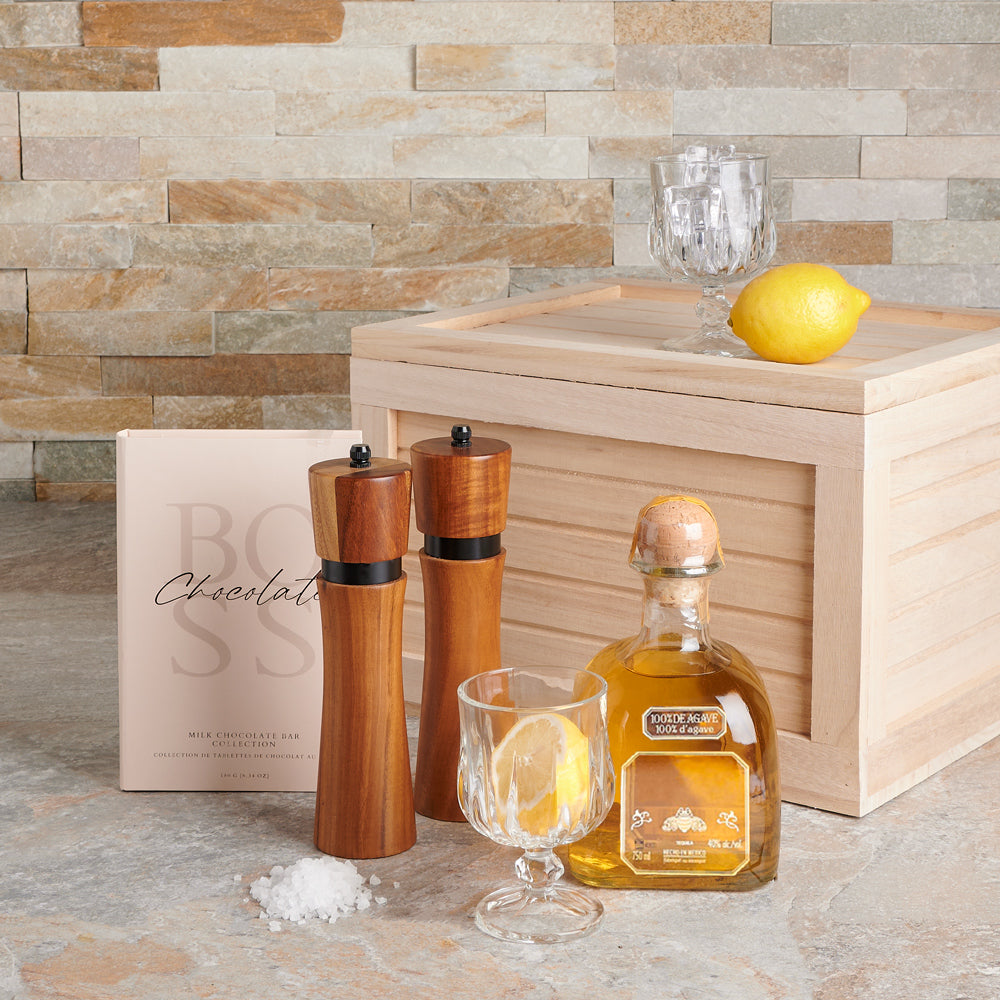 Citrus &amp; Rich Spirits Gift Crate, liquor gift, liquor, gourmet gift, chocolate gift, chocolate, liquor gift basket