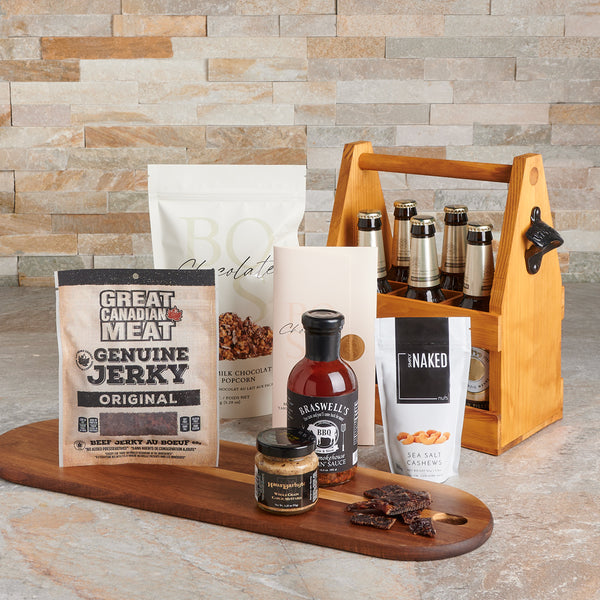 Chill Day Gift Basket, gourmet, gourmet gift, beer, beer gift, snacks, snacking gift basket