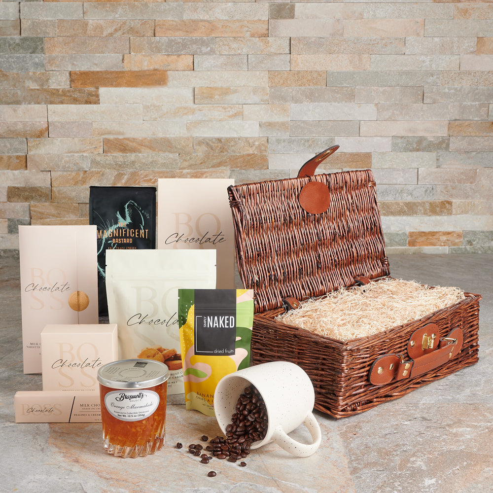 It's Time for a Coffee Break Gift Basket, coffee gift, coffee, gourmet gift, gourmet, chocolate gift, chocolate
