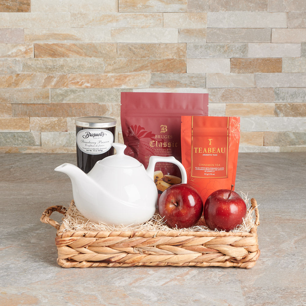 Tea Time Stories Gift Basket, gourmet gift, gourmet, tea gift, tea, teapot gift, teapot
