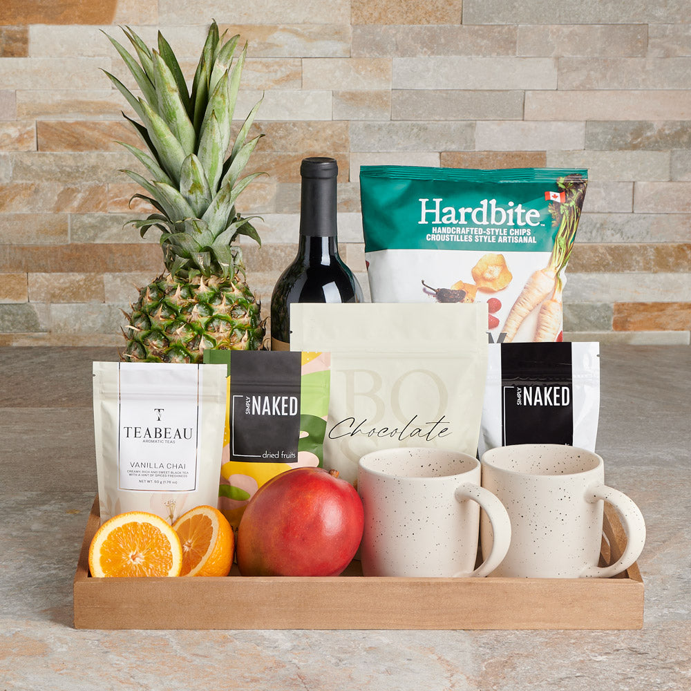 Assorted Fruit &amp; Wine Gift Basket, gourmet gift, gourmet, wine gift, wine, tea gift, tea, fruit gift basket, fruit basket, fruit