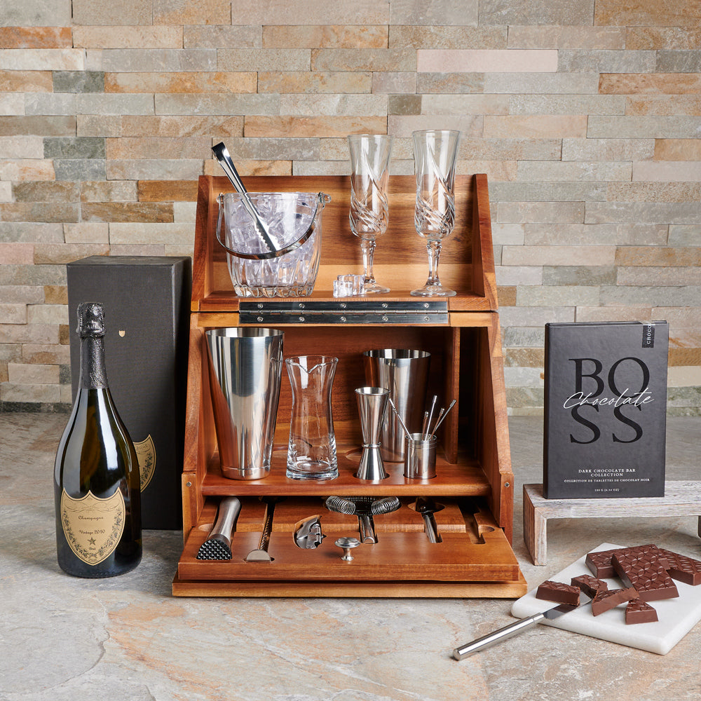 Sparkling Wine & Bar Set, sparkling wine gift, sparkling wine, champagne gift, champagne, bar set gift, bartender gift