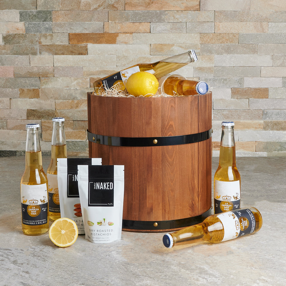 Coronas &amp; Lemons Gift Basket, beer gifts, nuts, lemons, corona gifts
