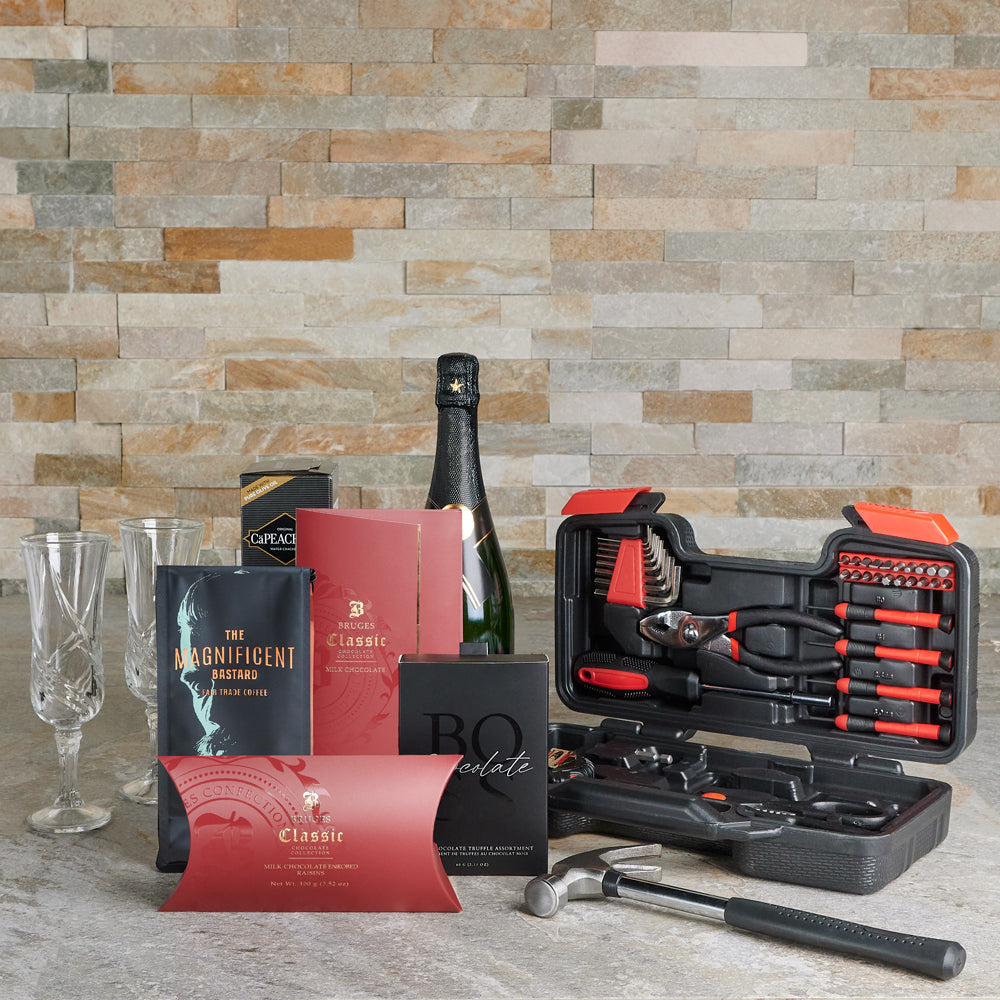 Relaxation &amp; Leisure Champagne Gift Set, gourmet gift, tool gift, champagne gift, sparkling wine gift