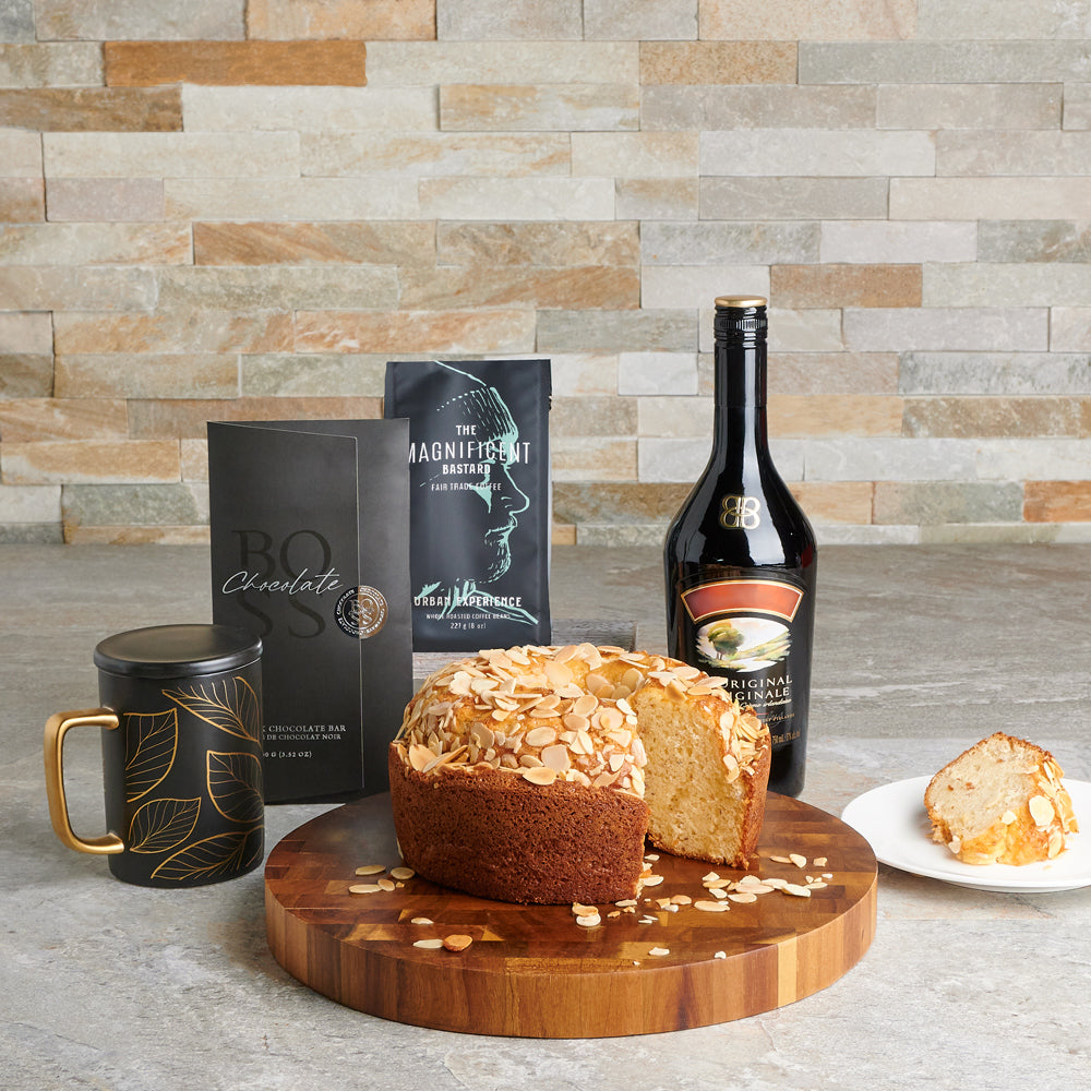Superbly Sweet Coffee & Cake Gift Set, liquor gift baskets, gourmet gift baskets, St. Patrick's Day gift baskets
