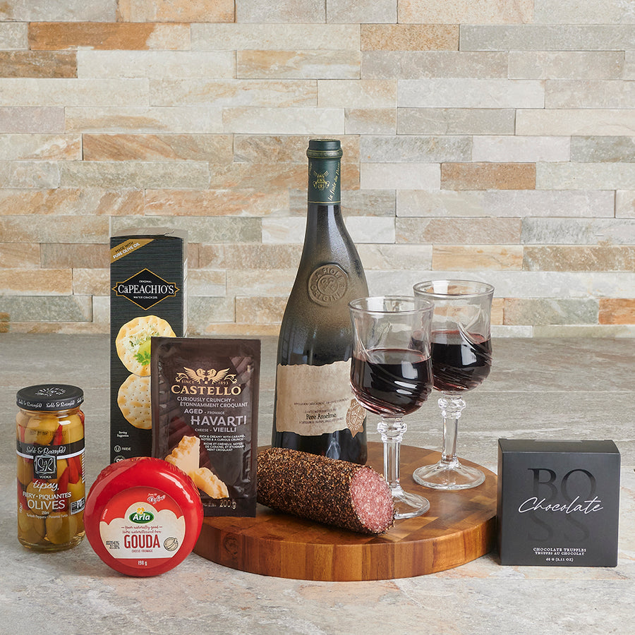 Supreme Wine & Cheese Gift Set, wine gift, cheese gift, wine and cheese, wine and cheese gift, chocolate gift, wine, cheese, chocolate, gourmet gift, Set 24676-2022