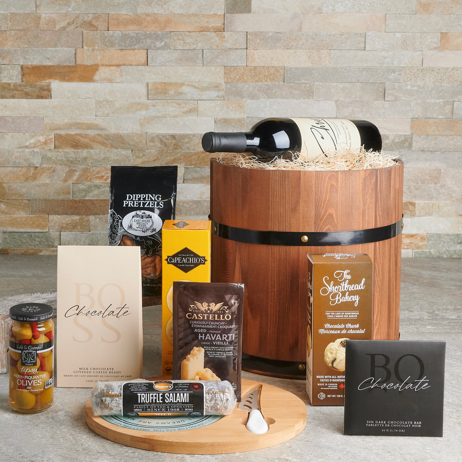 The Luxuriant Gift Basket, wine gift, gourmet gift, wine pairing gift, romantic gift, wine, charcuterie gift, charcuterie