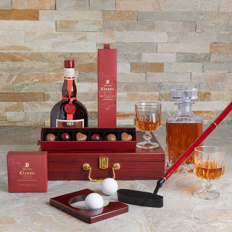 Tee It Up Liquor Gift Set, liquor gift baskets, gourmet gift baskets, gift baskets, gourmet gifts, liquor gifts, golf gifts, sports