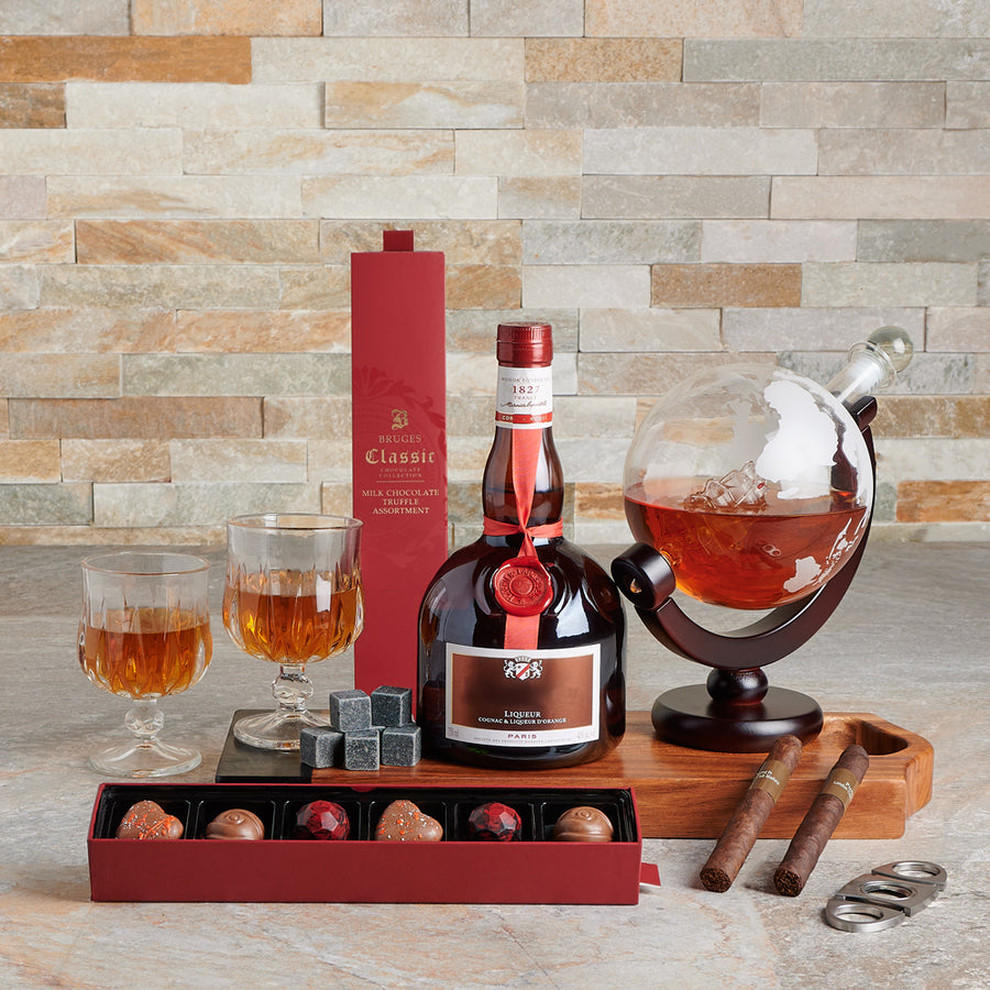 Splendid Globe Decanter Set, liquor gift, liquor, decanter gift, decanter, cigar gift, cigar, chocolate
