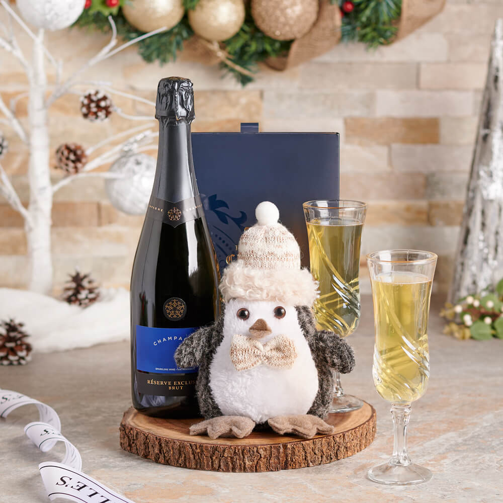 Merry Chocolate &amp; Bubbly Celebration Board, christmas gift, christmas, holiday gift, holiday, champagne gift, champagne, sparkling wine gift, sparkling wine, chocolate gift, chocolate