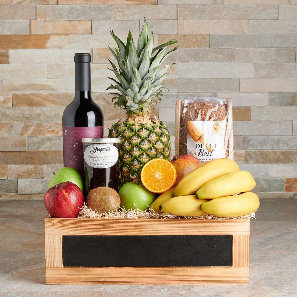 Sunlit Grove Fruit & Wine Gift Crate, preserves,  wine gifts,  wine crate,  wine,  fruit gift crate,  Fruit, fruit gift crate delivery, delivery fruit gift crate, wine crate canada, canada wine crate, toronto