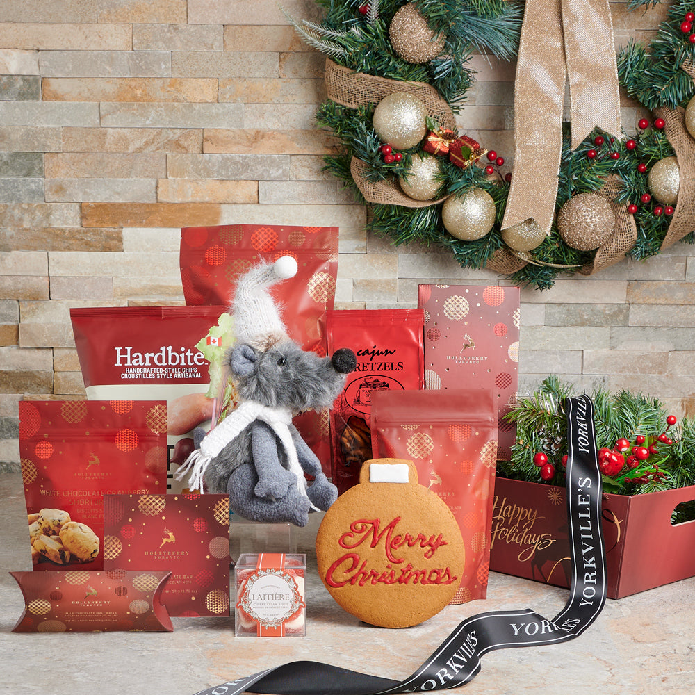 The Festive Christmas Snack Gift Basket,  christmas tray,  tray,  pretzels,  cookies,  chips,  candy,  christmas,  Christmas Gift Baskets, christmas gift tray delivery, delivery christmas gift tray, holiday tray canada, canada holiday tray, toronto