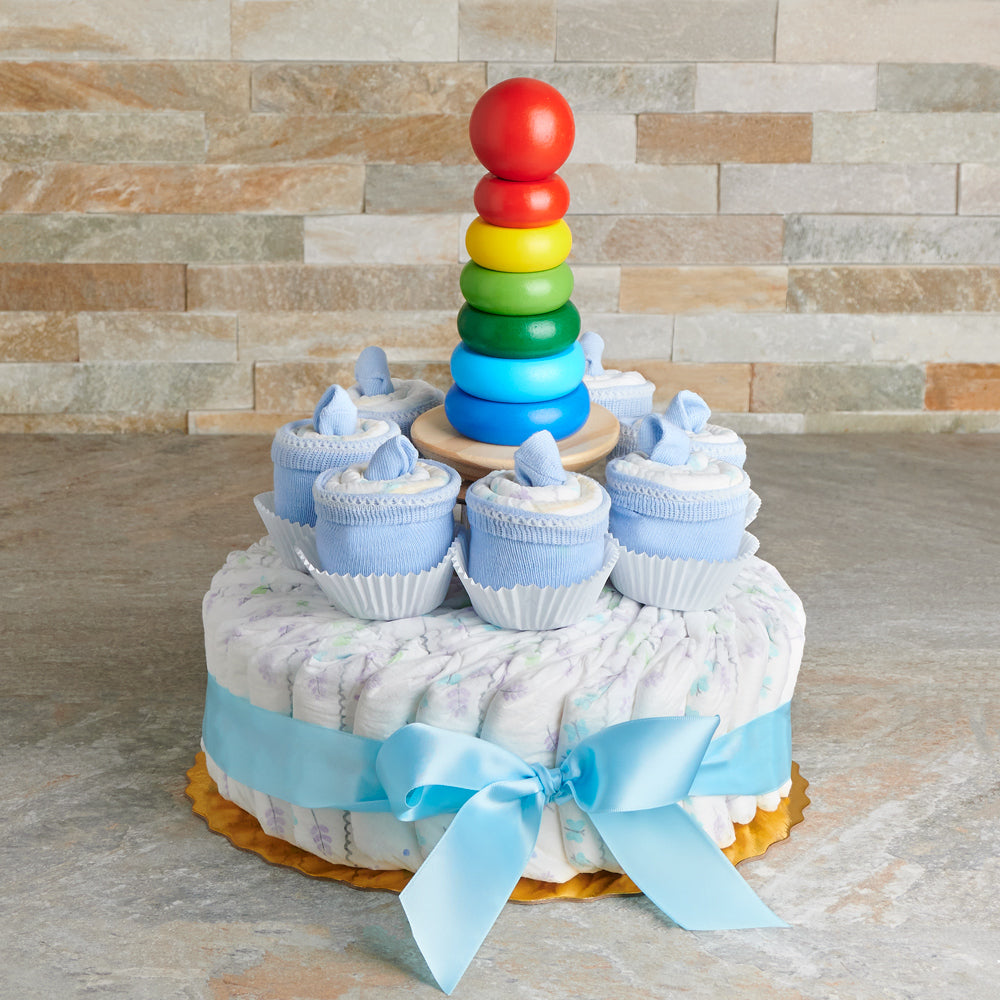 The Tiny Treasures Baby Boy Diaper Cake, baby gift, baby, baby shower gift, baby shower, baby boy gift, baby boy