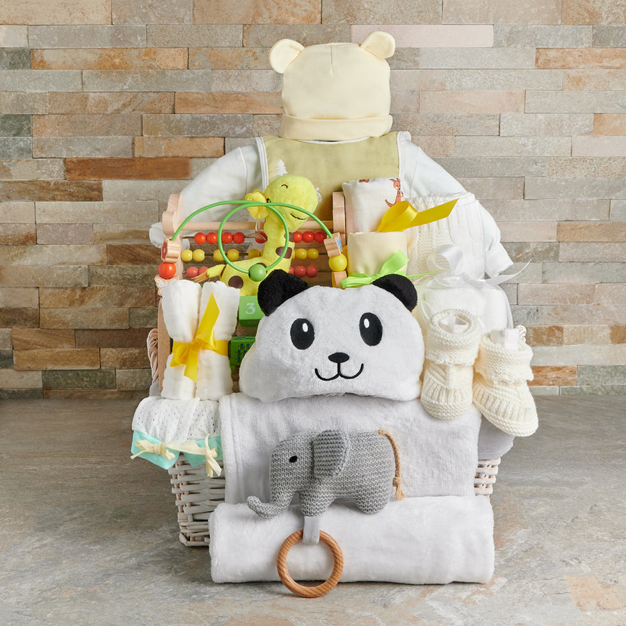 Neutral Cozy Baby Gift Basket, baby gift, baby, baby shower, baby shower gift, neutral baby gift, neutral baby