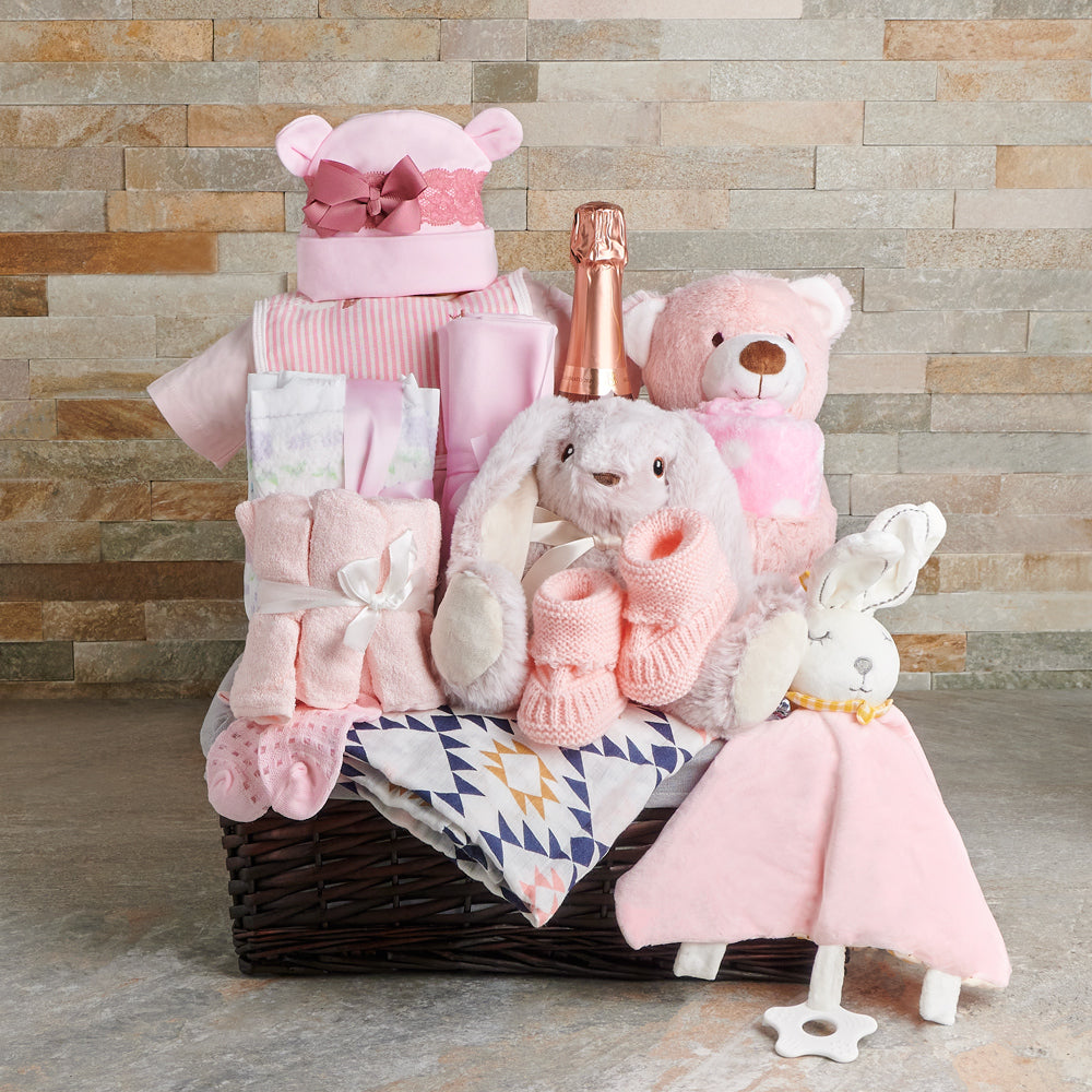 Baby Girl Celebration Basket, baby girl, baby girl gift, baby gift, baby, baby shower gift, baby shower