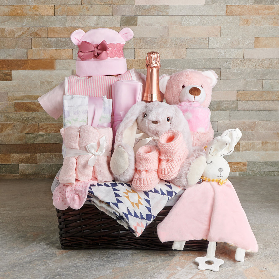 Baby Girl Celebration Basket, baby girl, baby girl gift, baby gift, baby, baby shower gift, baby shower