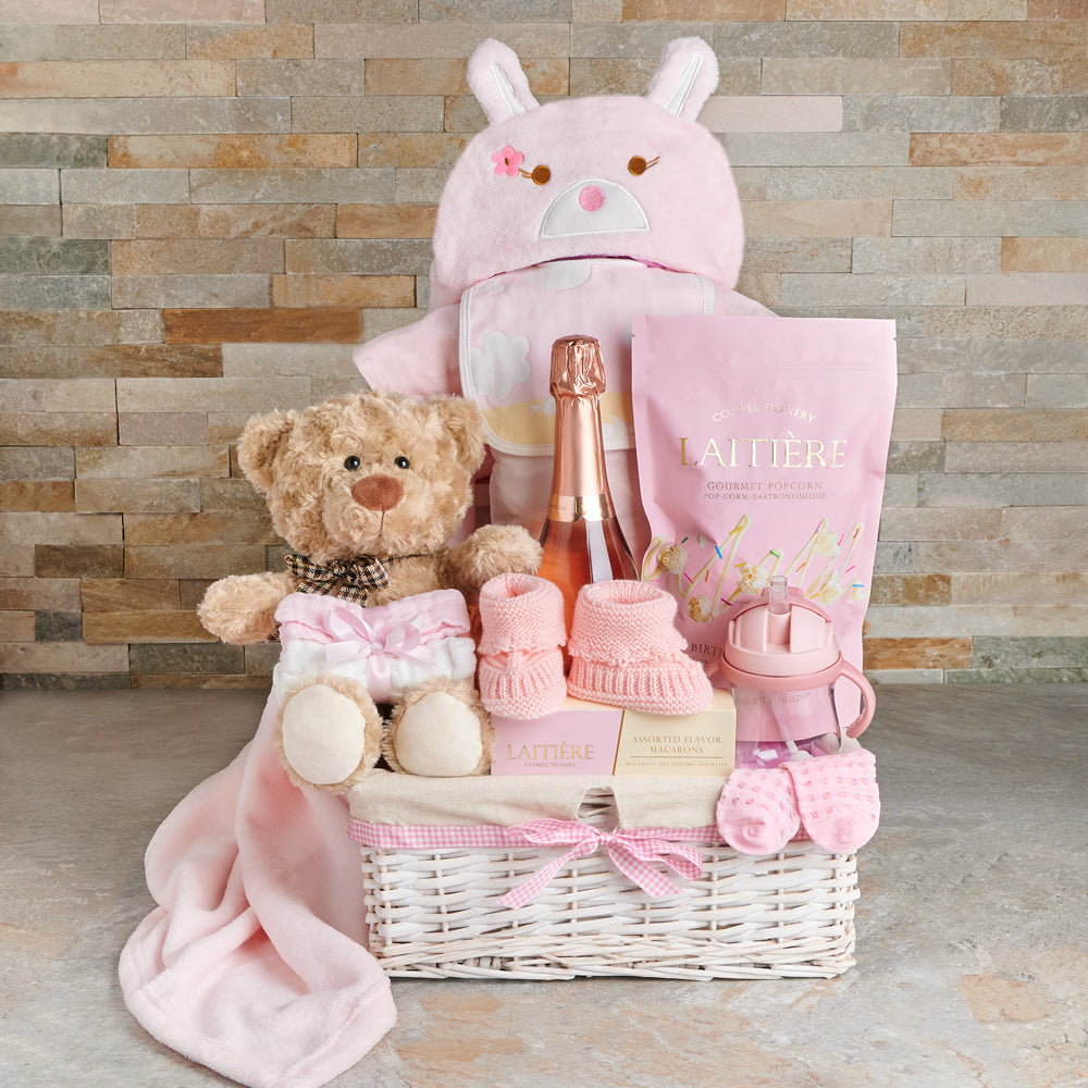 Bouncing Baby Girl Gift Basket, baby gift, baby, baby girl gift, baby girl, baby shower gift, baby shower, gifts, gift basket, baby gift basket, Set 25532-2022