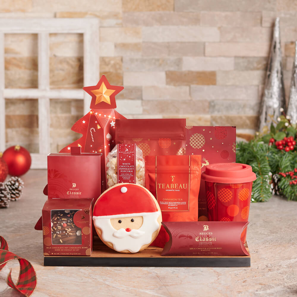 Sweet Santa &amp; Chocolate Christmas Gift Set, christmas gift, christmas, holiday gift, holiday, gourmet gift, gourmet, cookie gift, cookie, tea gift, tea