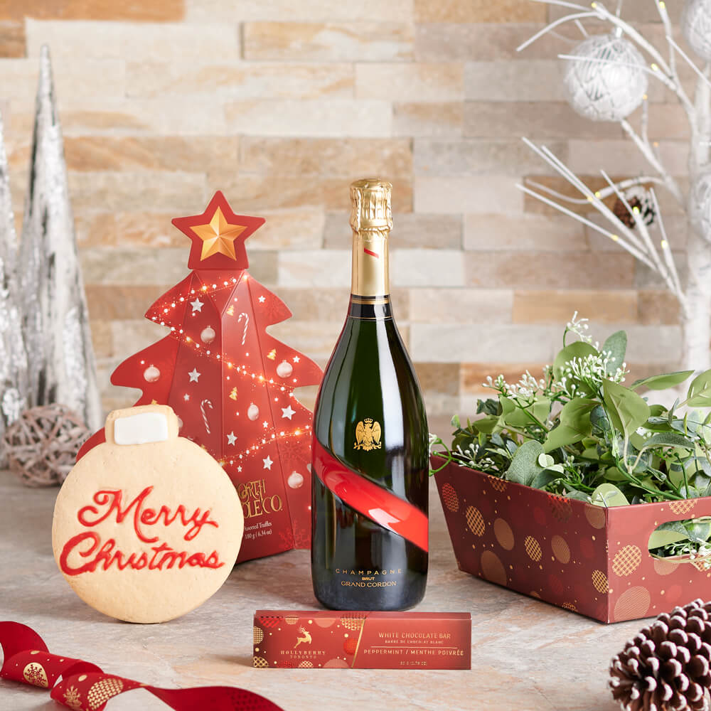 Sweet & Decadent Tastes Champagne Gift Basket, christmas gift, christmas, holiday gift, holiday, champagne gift, champange, sparkling wine gift, sparkling wine, chocolate gift, chocolate