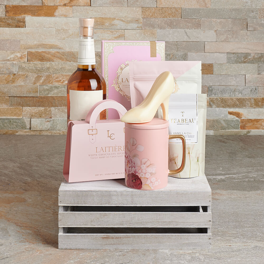 The Blush Ethereal Liquor &amp; Confections Set, liquor gift, liquor, gourmet gift, gourmet, chocolate gift, chocolate, tea gift, tea, Set 26278-2023