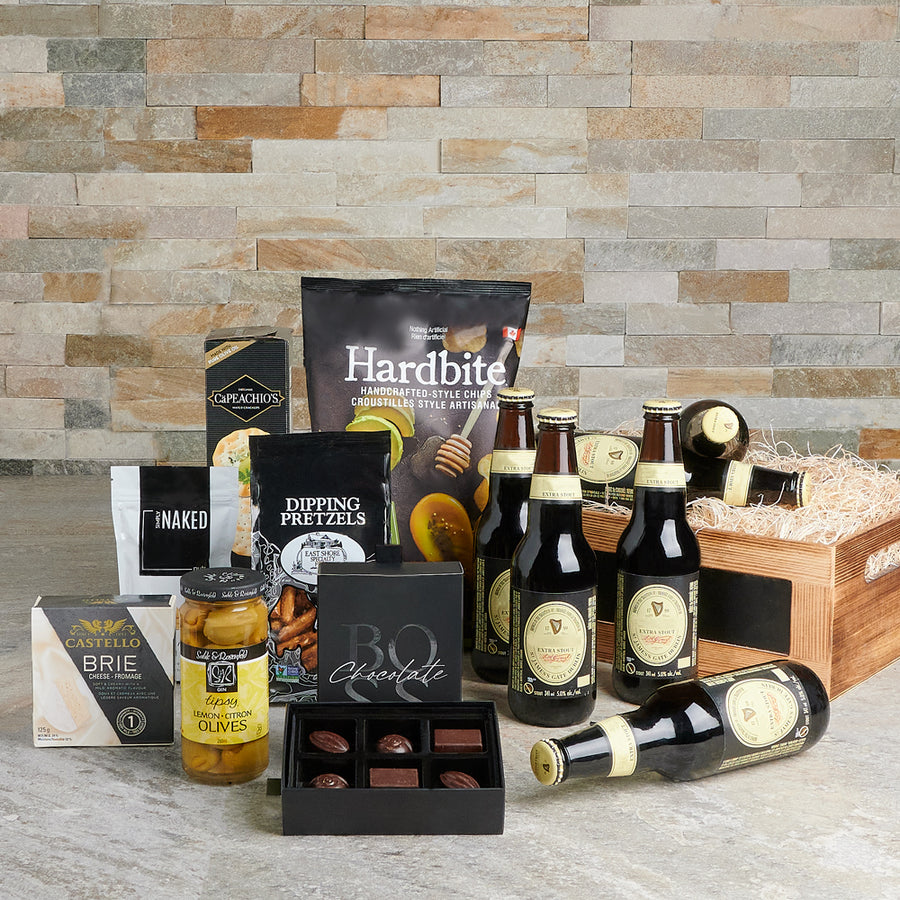 The Waterford Beer & Snack Basket, beer gift, beer, gourmet gift, gourmet, chocolate gift, chocolate