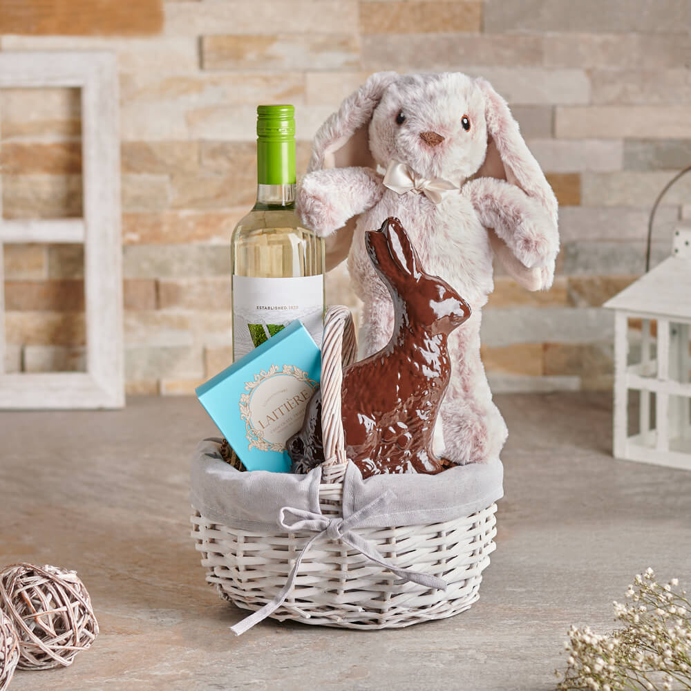 Thirsty Bunny Easter Gift Basket, wine gift, wine, chocolate gift, chocolate, easter gift, easter, gourmet gift, gourmet