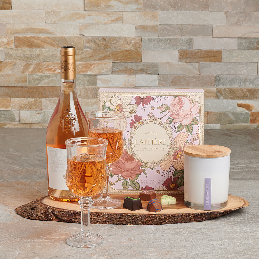 Truffles &amp; Relaxation Gift Set, wine gift, wine, gourmet gift, gourmet, chocolate gift, chocolate, relaxing gift, relaxing