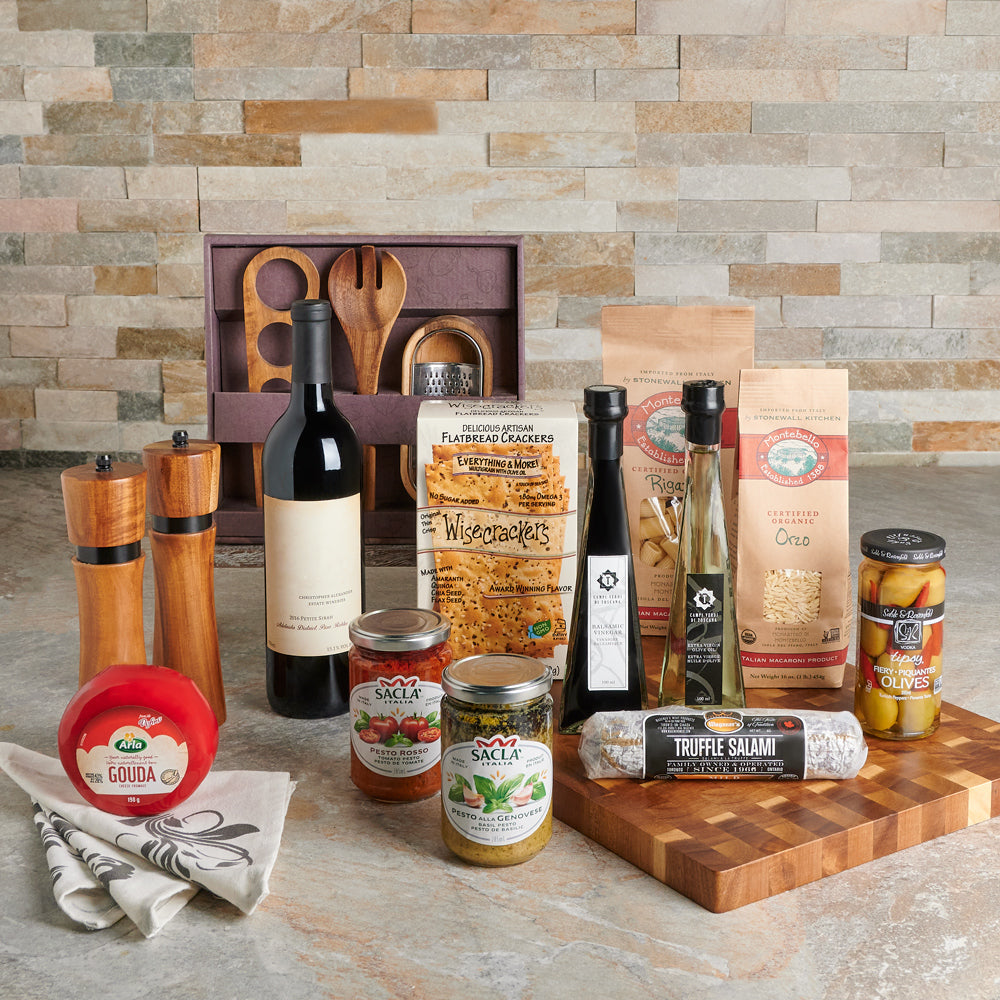 Deluxe Bella Italia Wine Gift Set, gourmet gift, gourmet, wine gift, wine, pasta gift, pasta