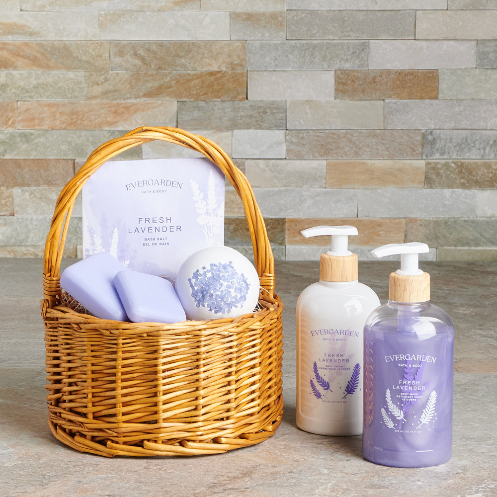 A Divine Comforts Spa Gift Basket, spa gift set,  spa gift basket,  bath and body,  spa,  lavender,  Set 24094-2021, spa gift set delivery, delivery spa gift set, bath and body basket canada, canada bath and body basket, toronto