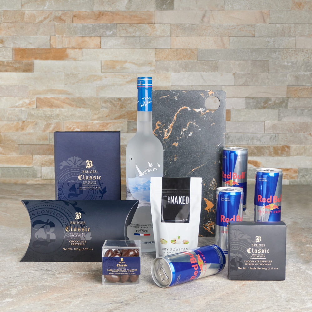 Sweet Treat &amp; Liquor Gift Set, Liquor Gift Baskets, Chocolate Gift Baskets, Gourmet Gift Baskets, Canada Delivery