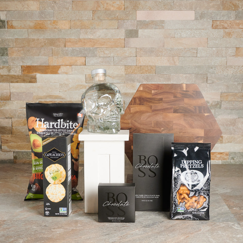 Crystal Skull Vodka Gift Basket, Liquor Gift Baskets, Chocolate Gift Baskets, Gourmet Gift Baskets, Canada Delivery