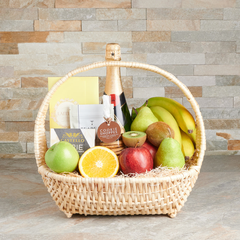 Fresh Fruit &amp; Champagne Gift Basket, Fruit Gift Baskets, Champagne Gift Baskets, Gourmet Gift Baskets, Canada Delivery