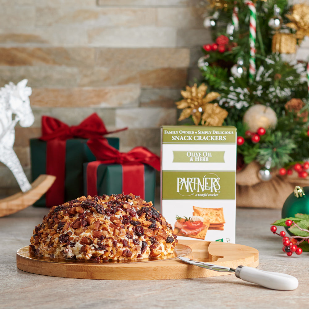 Complete Holiday Cheeseball Gift, Gourmet Gift Baskets, Christmas Gift Baskets, Xmas Gifts, Cheeseball, Crackers, Canada Delivery