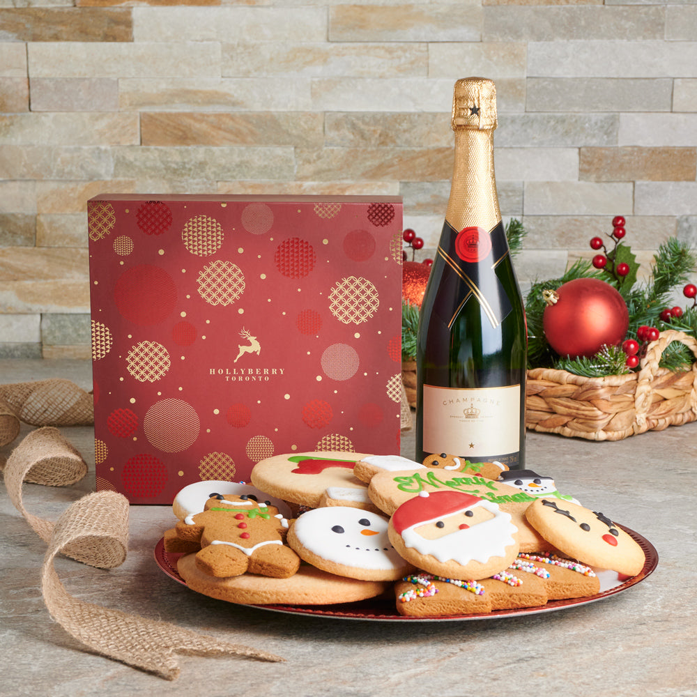 The Festive Christmas Crate, Christmas Gift Baskets, Champagne Gift Baskets, Xmas Gifts, Holiday Cookies, Champagne, Canada Delivery