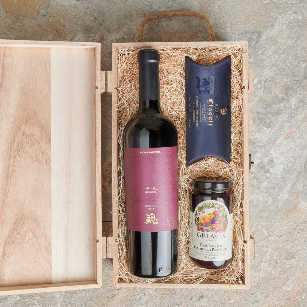 The Modern Simplicity Wine Gift Box, Gourmet Gift Baskets, Gourmet Gift Crates, Wine Gift Baskets, Wine Gift Crate, Chocolate Gift Baskets, Canada Delivery